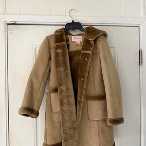 Xhilaration Tan Teddy long furry women’s trench stylish Coat with Hood